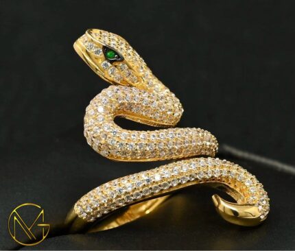 14K Emerald Eye Diamond Snake Ring