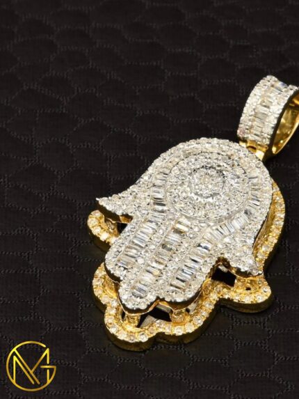 14k Gold VS Diamond Khamsa Pendant