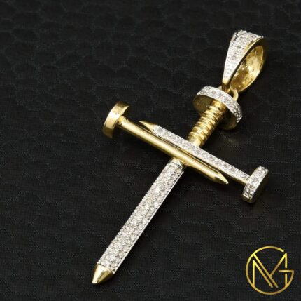 Diamond Nail Style Cross Pendant