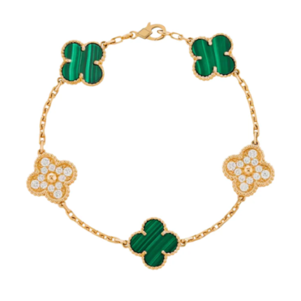 5 Motif Bracelet - Malachite diamond